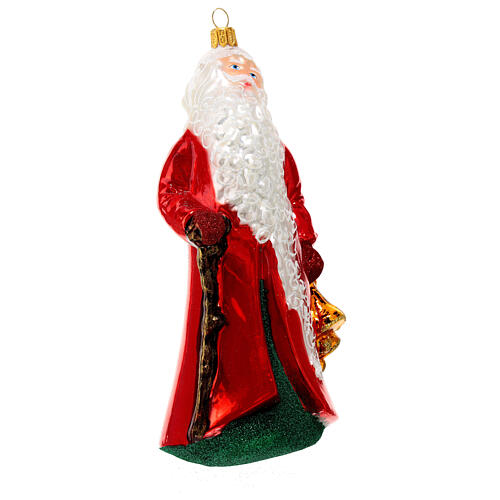 Weihnachtsmann mit Glocken, Weihnachtsbaumschmuck aus mundgeblasenem Glas 4
