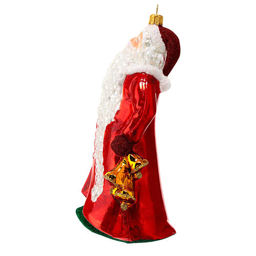 Weihnachtsmann mit Glocken, Weihnachtsbaumschmuck aus mundgeblasenem Glas 5