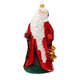 Santa Claus with bells Christmas tree ornament blown glass