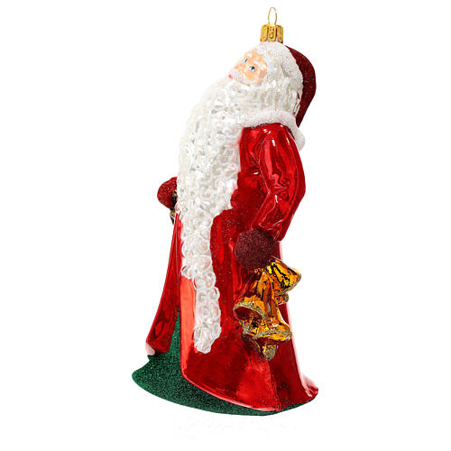 Santa Claus with bells Christmas tree ornament blown glass 3