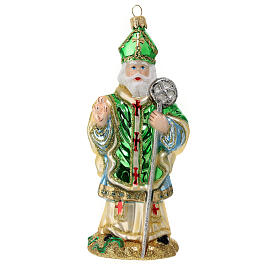 St Patrick Christmas tree ornament in blown glass