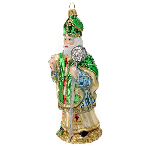 St Patrick Christmas tree ornament in blown glass 3