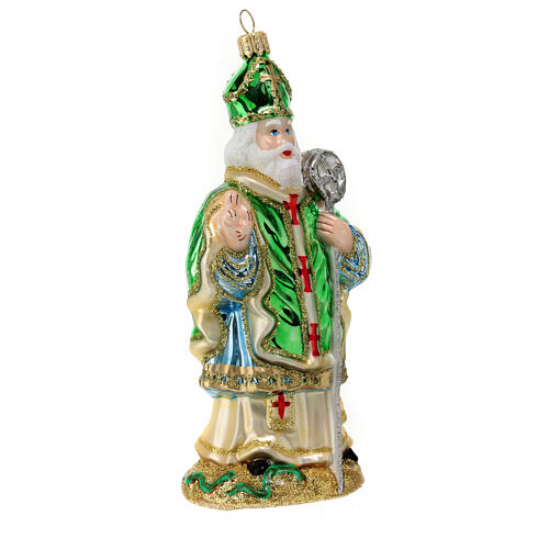 St Patrick Christmas tree ornament in blown glass 4