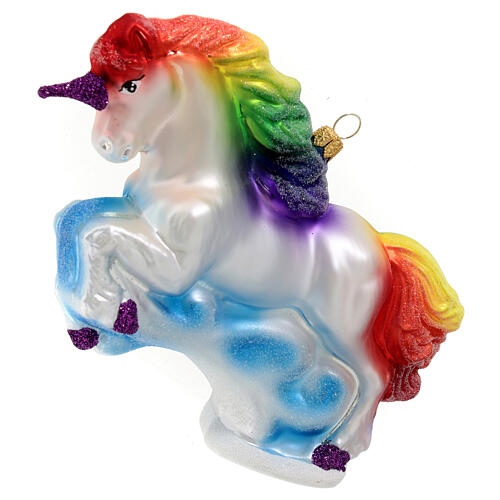 Unicorn Christmas tree ornament in blown glass online sales on