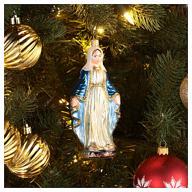 Madonna delle Grazie decorazioni albero Natale vetro soffiato