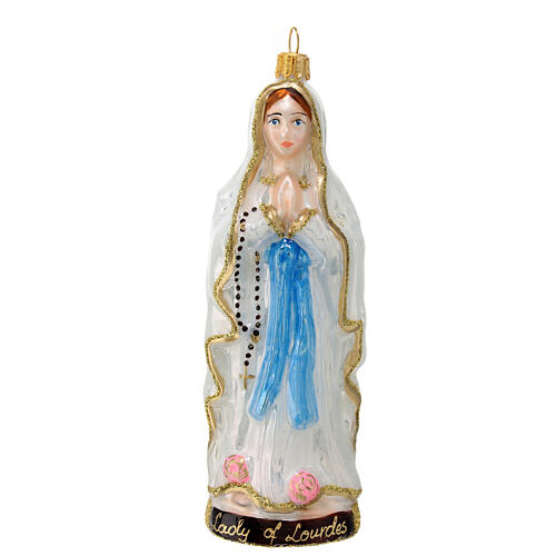 Nossa Senhora de Lourdes vidro soprado enfeite para árvore de Natal 1