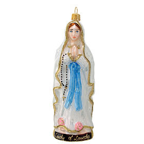 Our Lady of Lourdes Christmas ornament in blown glass