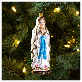 Our Lady of Lourdes Christmas ornament in blown glass