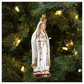 Nossa Senhora de Fátima vidro soprado enfeite para árvore de Natal
