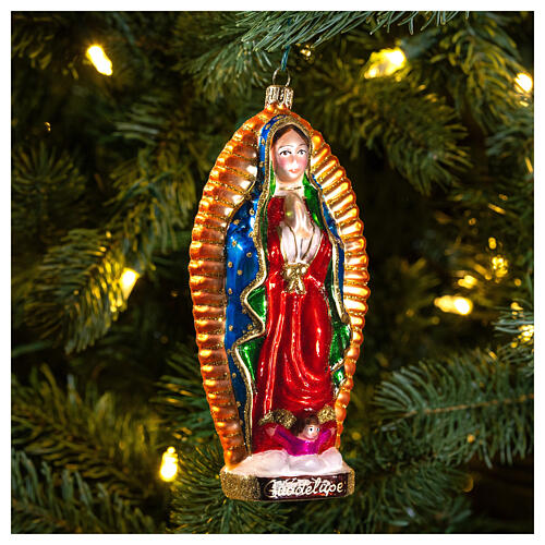 Madonna Guadalupe decorazioni albero Natale vetro soffiato 2