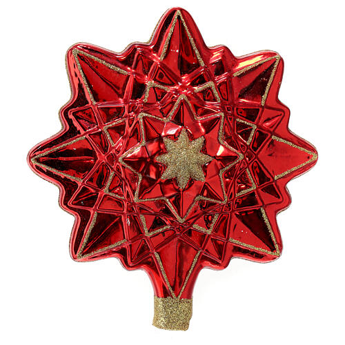 Baumspitze, roter Stern, Weihnachtsbaumschmuck aus mundgeblasenem Glas 4