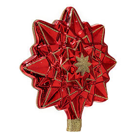 Red star, Christmas tree topper, blown glass