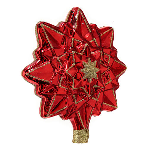 Ponteira estrela vermelha vidro soprado para árvore de Natal 2