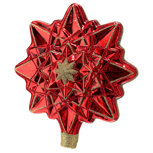 Ponteira estrela vermelha vidro soprado para árvore de Natal 3