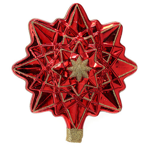 Ponteira estrela vermelha vidro soprado para árvore de Natal 4