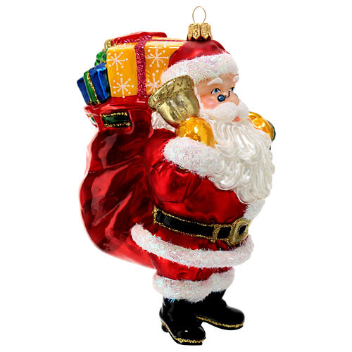 Santa carrying gifts, Christmas tree decoration, blown glass 4