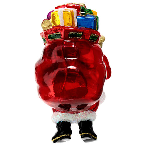Santa carrying gifts, Christmas tree decoration, blown glass 6