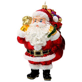 Święty Mikołaj worek prezentów dekoracja na choinkę szkło dmuchane