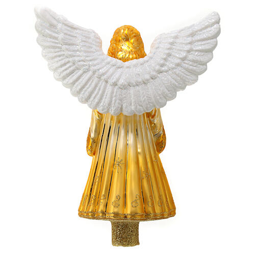 Ponteira Anjo dourado vidro soprado para árvore de Natal 5