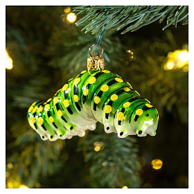 Caterpillar, Christmas tree decoration, blown glass