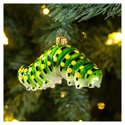Caterpillar blown glass Christmas tree decoration  2