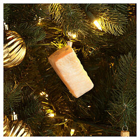 Parmesankäse-Stück, Weihnachtsbaumschmuck aus mundgeblasenem Glas