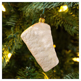 Morceau de Parmesan décoration en verre soufflé pour sapin de Noël