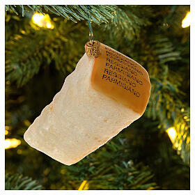 Morceau de Parmesan décoration en verre soufflé pour sapin de Noël