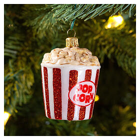 Popcorn decorazioni albero Natale vetro soffiato