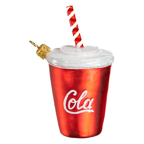 Gobelet Coca décoration en verre soufflé pour sapin de Noël 1