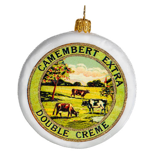 Camembert cheese Christmas tree decoration in blown glass 1