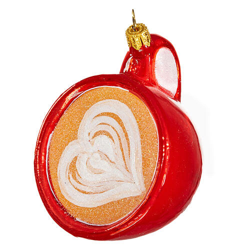 Cup of coffee, original Christmas tree decoration, blown glass 3