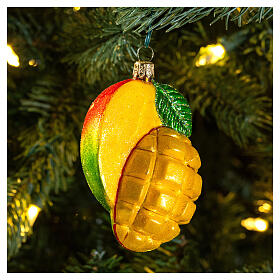 Mango, original Christmas tree decoration, blown glass
