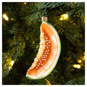 Slice of melon, original Christmas tree decoration, blown glass
