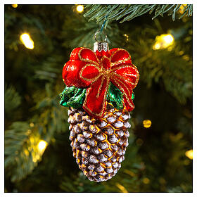 Pinecone Christmas tree decoration in blown glass