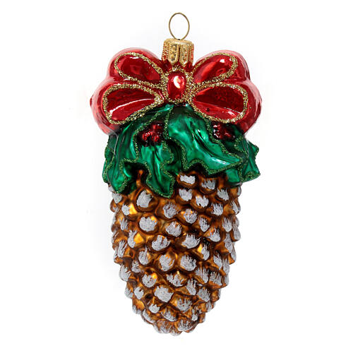 Pinecone Christmas tree decoration in blown glass 1
