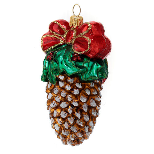 Pinecone Christmas tree decoration in blown glass 3