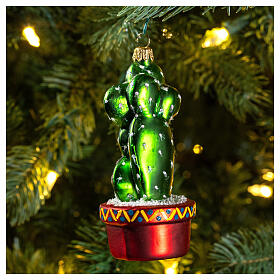 Cactus, Christmas tree decoration of blown glass