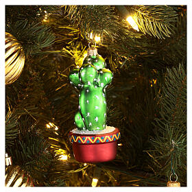 Cactus décoration verre soufflé pour sapin Noël