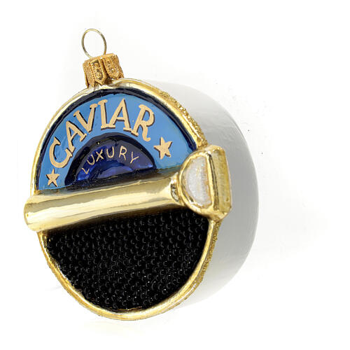 Tin of caviar, Christmas tree decoration in blown glass 3