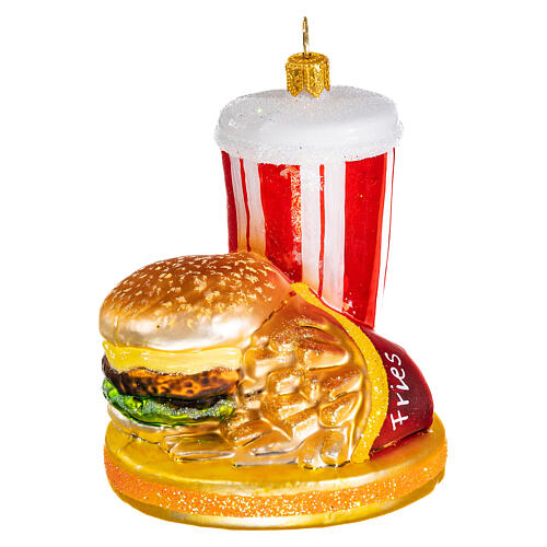 Fast Food meal Christmas tree ornament blown glass 3