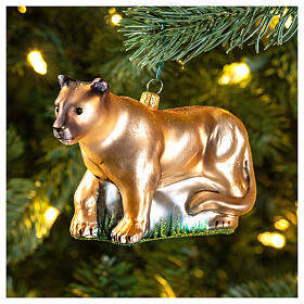 Puma, Christmas tree decoration of blown glass