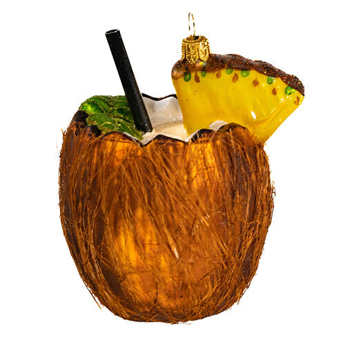 Kokosnuss-Cocktail, Weihnachtsbaumschmuck aus mundgeblasenem Glas 3
