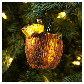 Coconut drink Christmas ornament in blown glass