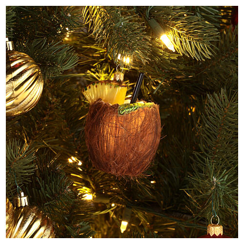 Coconut drink Christmas ornament in blown glass online sales on