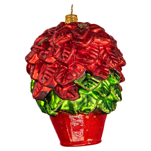 Poinsettia, original Christmas tree decoration, blown glass 3