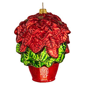 Poinsettia plant Christmas tree decoration in blown glass