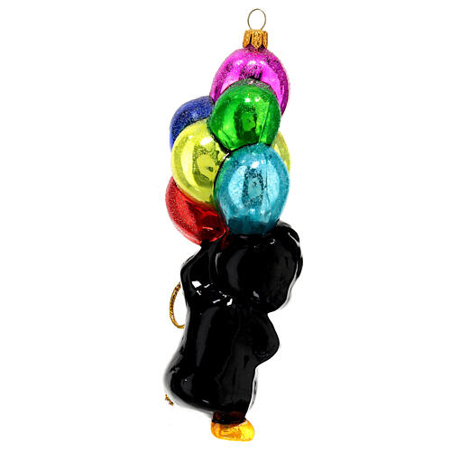 Penguin with balloons blown glass Christmas tree decoration 5