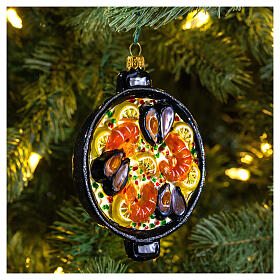 Paella Christmas tree ornament in blown glass