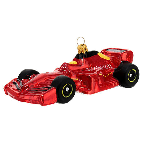 Grand Prix red car, blown glass Christmas ornaments 3